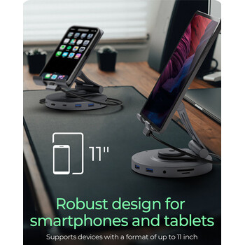 ICY BOX TABLET AND SMARTPHONE HOLDER UP TO 11' WITH 8IN1 DOCKING STATION