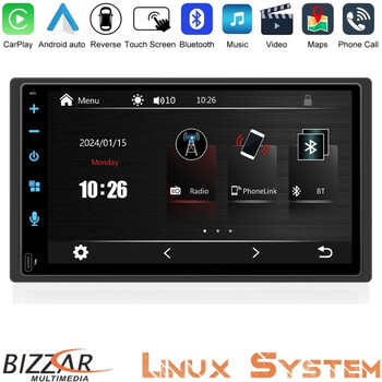 Bizzar 2din Deck Multimedia Deckless 6.9" με Carplay/androidauto ca-61btc u-bz-Ca61-btc