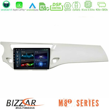 Bizzar m8² Series 8core Android14 4+32gb  Citroen c3 2009-2016 Navigation Multimedia Tablet 9"  με Carplay & Android Auto (Άσπρο) u-m82-Ct1948wh