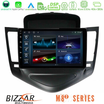 Bizzar m8² Series 8core Android14 4+32gb     Chevrolet Cruze 2009-2012 Navigation Multimedia Tablet 9"  με Carplay & Android Auto (Μαύρο) u-m82-Cv0045