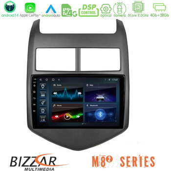 Bizzar m8² Series 8core Android14 4+32gb  Chevrolet Aveo 2011-2017 Navigation Multimedia Tablet 9" με Carplay & Android Auto u-m82-Cv0243