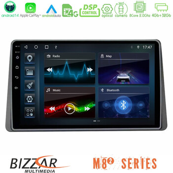 Bizzar m8² Series 8core Android14 4+32gb  Dacia Duster 2019-> Navigation Multimedia Tablet 9" με Carplay & Android Auto u-m82-Dc0628