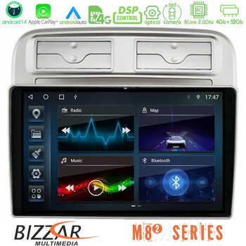 Bizzar m8² Series 8core Android14 4+32gb  Fiat Grande Punto 2006-2011 Navigation Multimedia Tablet 9"  με Carplay & Android Auto u-m82-Ft1781