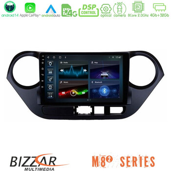 Bizzar m8² Series 8core Android14 4+32gb  Hyundai i10 2014-2020 Navigation Multimedia Tablet 9" με Carplay & Android Auto u-m82-Hy0506