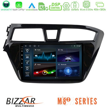 Bizzar m8² Series 8core Android14 4+32gb  Hyundai i20 2014-2018 Navigation Multimedia Tablet 9" με Carplay & Android Auto u-m82-Hy1143