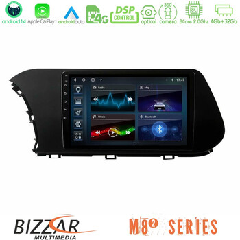 Bizzar m8² Series 8core Android14 4+32gb  Hyundai i20 2021-2023 Navigation Multimedia Tablet 9" με Carplay & Android Auto u-m82-Hy1043