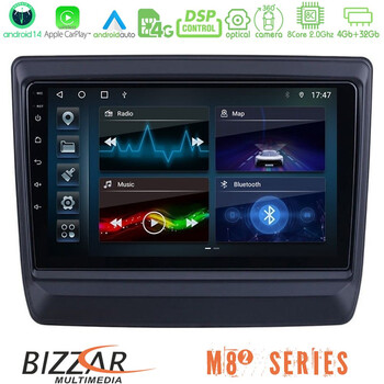 Bizzar m8² Series 8core Android14 4+32gb  Isuzu d-max 2020-2023 Navigation Multimedia Tablet 9" με Carplay & Android Auto u-m82-Iz715