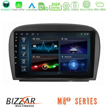 Bizzar m8² Series 8core Android14 4+32gb  Mercedes sl Class 2005-2011 Navigation Multimedia Tablet 9" με Carplay & Android Auto u-m82-Mb0479