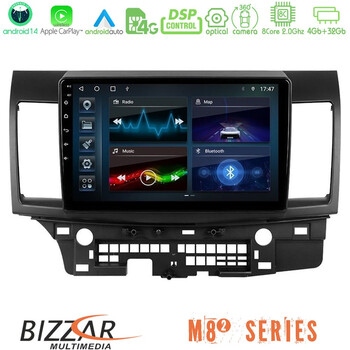 Bizzar m8² Series 8core Android14 4+32gb  Mitsubishi Lancer 2008 – 2015 Navigation Multimedia Tablet 10" με Carplay & Android Auto u-m82-Mt232