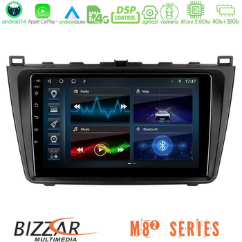 Bizzar m8² Series 8core Android14 4+32gb  Mazda 6 2008-2012 Navigation Multimedia Tablet 9" με Carplay & Android Auto u-m82-Mz0233