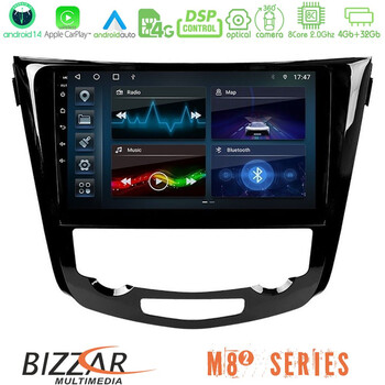 Bizzar m8² Series 8core Android14 4+32gb  Nissan Qashqai j11 (Auto A/c) Navigation Multimedia Tablet 10" με Carplay & Android Auto u-m82-Ns0004a
