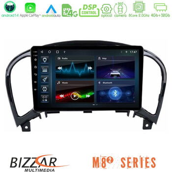 Bizzar m8² Series 8core Android14 4+32gb  Nissan Juke Navigation Multimedia Tablet 9" με Carplay & Android Auto u-m82-Ns0755