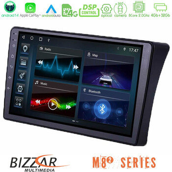 Bizzar m8² Series 8core Android14 4+32gb  Nissan Navara d40 Navigation Multimedia Tablet 9" με Carplay & Android Auto u-m82-Ns1354