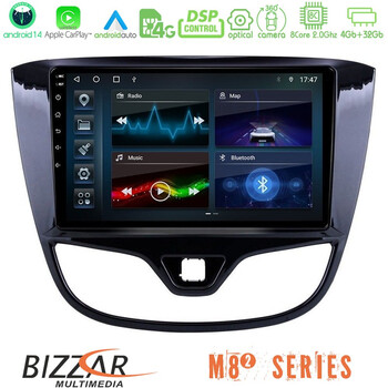 Bizzar m8² Series 8core Android14 4+32gb  Opel Karl 2017-2019 Navigation Multimedia Tablet 9" με Carplay & Android Auto u-m82-Op1060