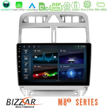 Bizzar m8² Series 8core Android14 4+32gb  Peugeot 307 2002-2008 Navigation Multimedia Tablet 9" με Carplay & Android Auto u-m82-Pg0655