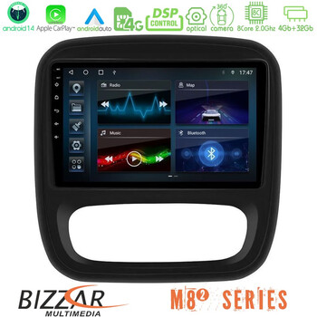 Bizzar m8² Series 8core Android14 4+32gb  Renault/nissan/opel/fiat Navigation Multimedia Tablet 9" με Carplay & Android Auto u-m82-Rn1102