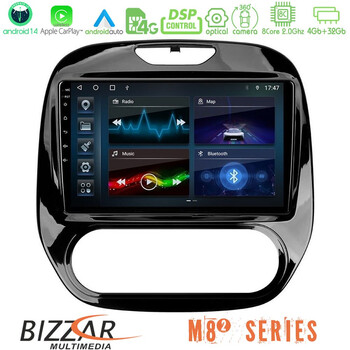 Bizzar m8² Series 8core Android14 4+32gb  Renault Captur 2013-2019 (Manual ac) Navigation Multimedia Tablet 9" με Carplay & Android Auto u-m82-Rn748m