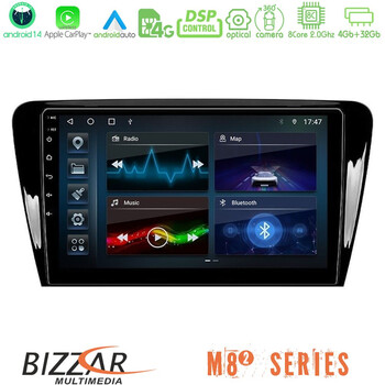 Bizzar m8² Series 8core Android14 4+32gb  Skoda Octavia 7 Navigation Multimedia Tablet 10" με Carplay & Android Auto u-m82-Sk007