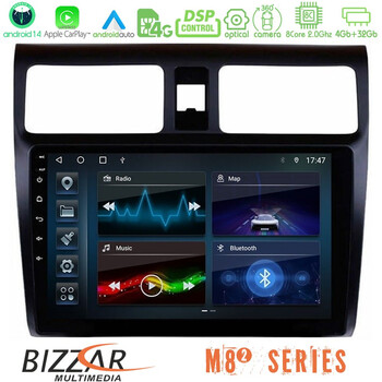Bizzar m8² Series 8core Android14 4+32gb  Suzuki Swift 2005-2010 Navigation Multimedia Tablet 10" με Carplay & Android Auto u-m82-Sz0255