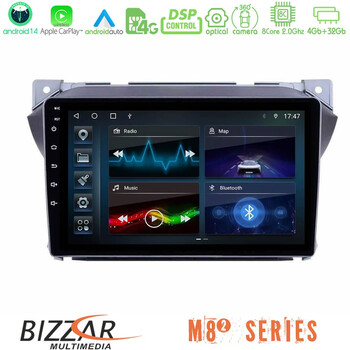 Bizzar m8² Series 8core Android14 4+32gb  Suzuki Alto &Amp; Nissan Pixo Navigation Multimedia Tablet 9″ με Carplay & Android Auto u-m82-Sz0423