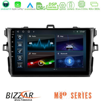 Bizzar m8² Series 8core Android14 4+32gb  Toyota Corolla 2007-2012 Navigation Multimedia Tablet 9" με Carplay & Android Auto u-m82-Ty0502