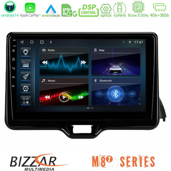 Bizzar m8² Series 8core Android14 4+32gb  Toyota Yaris 2020-&Gt; Navigation Multimedia Tablet 9" με Carplay & Android Auto u-m82-Ty1079