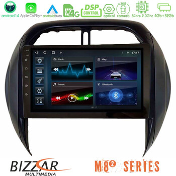 Bizzar m8² Series 8core Android14 4+32gb  Toyota Rav4 2001-2005 (Auto A/c) Navigation Multimedia Tablet 9" με Carplay & Android Auto u-m82-Ty1315