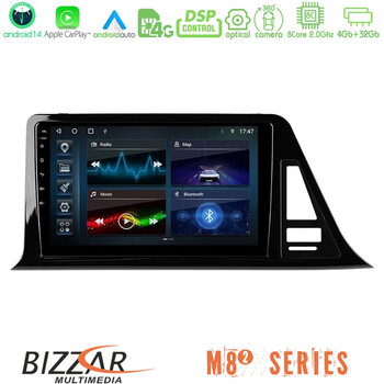 Bizzar m8² Series 8core Android14 4+32gb  Toyota ch-r (Χωρίς Εργ.οθόνη) Navigation Multimedia Tablet 9"  με Carplay & Android Auto u-m82-Ty0301