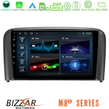 Bizzar m8² Series 8core Android14 4+32gb  Volvo s80 1998-2006 Navigation Multimedia Tablet 9" με Carplay & Android Auto u-m82-Vl0971