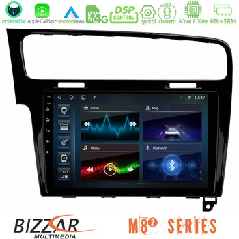 Bizzar m8² Series 8core Android14 4+32gb  vw Golf 7 Navigation Multimedia Tablet 10" με Carplay & Android Auto u-m82-Vw0003pb