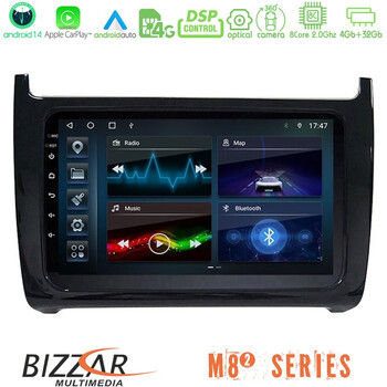 Bizzar m8² Series 8core Android14 4+32gb  vw Polo Navigation Multimedia Tablet 9" με Carplay & Android Auto u-m82-Vw6901bl