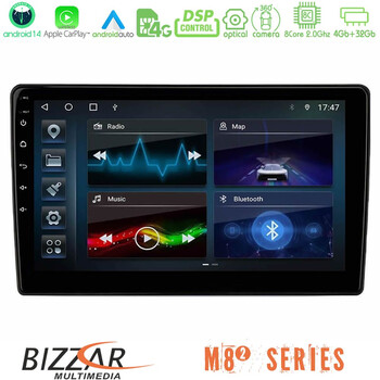 Bizzar m8² Series 8core Android14 4+32gb Navigation Multimedia Tablet 10" με Carplay & Android Auto u-m82-856