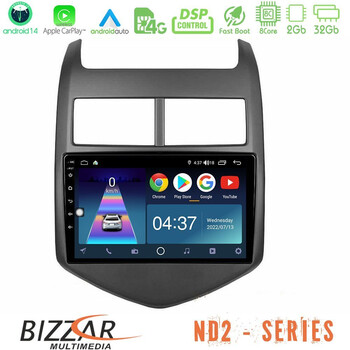 Bizzar nd2 Series 8core Android14 2+32gb  Chevrolet Aveo 2011-2017 Navigation Multimedia Tablet 9" με Carplay & Android Auto u-nd2-Cv0243