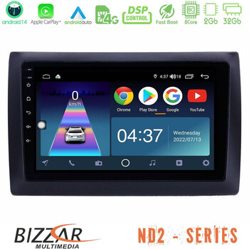 Bizzar nd2 Series 8core Android14 2+32gb  Fiat Stilo Navigation Multimedia Tablet 9" με Carplay & Android Auto u-nd2-Ft0824