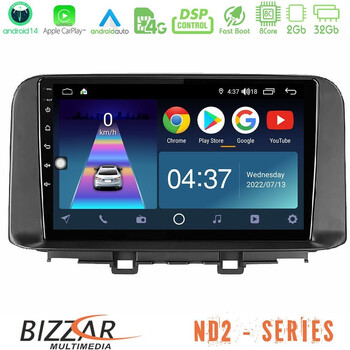 Bizzar nd2 Series 8core Android14 2+32gb  Hyundai Kona 2018-2023 Navigation Multimedia Tablet 10" με Carplay & Android Auto u-nd2-Hy0342