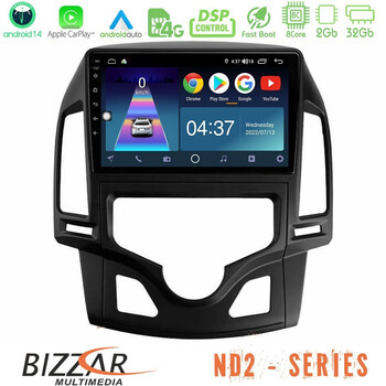 Bizzar nd2 Series 8core Android14 2+32gb  Hyundai i30 2007-2012 Auto a/c Navigation Multimedia Tablet 9" με Carplay & Android Auto u-nd2-Hy0800