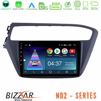 Bizzar nd2 Series 8core Android14 2+32gb  Hyundai i20 2018-2020 Navigation Multimedia Tablet 9" με Carplay & Android Auto u-nd2-Hy1961