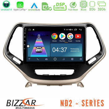 Bizzar nd2 Series 8core Android14 2+32gb  Jeep Cherokee 2014-2019 Navigation Multimedia Tablet 9" με Carplay & Android Auto u-nd2-Jp0077