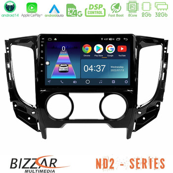Bizzar nd2 Series 8core Android14 2+32gb  Mitsubishi L200 2016-&Gt; &Amp; Fiat Fullback (Manual A/c) Navigation Multimedia Tablet 9" με Carplay & Android Auto u-nd2-Mt0620