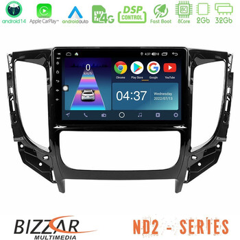 Bizzar nd2 Series 8core Android14 2+32gb  Mitsubishi L200 2016-&Gt; &Amp; Fiat Fullback (Auto A/c) Navigation Multimedia Tablet 9" με Carplay & Android Auto u-nd2-Mt0719