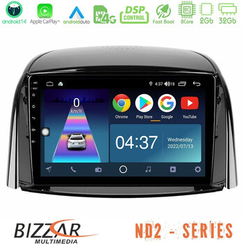 Bizzar nd2 Series 8core Android14 2+32gb  Renault Koleos 2007-2015 Navigation Multimedia Tablet 9" με Carplay & Android Auto u-nd2-Rn0440