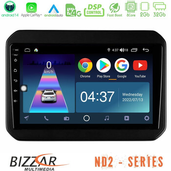 Bizzar nd2 Series 8core Android14 2+32gb  Suzuki Ignis Navigation Multimedia Tablet 9" με Carplay & Android Auto u-nd2-Sz580