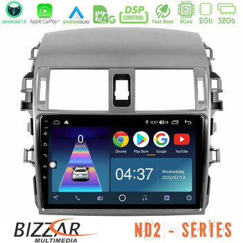 Bizzar nd2 Series 8core Android14 2+32gb  Toyota Corolla 2008-2010 Navigation Multimedia Tablet 9" με Carplay & Android Auto u-nd2-Ty0144