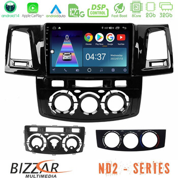 Bizzar nd2 Series 8core Android14 2+32gb  Toyota Hilux 2007-2016 Navigation Multimedia Tablet 9" με Carplay & Android Auto u-nd2-Ty0571