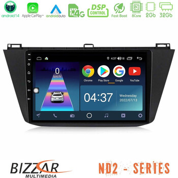 Bizzar nd2 Series 8core Android14 2+32gb  vw Tiguan 2016-2022 Navigation Multimedia Tablet 10″ με Carplay & Android Auto u-nd2-Vw0082