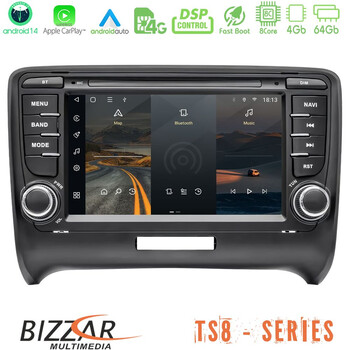Bizzar Audi tt 2006-2013 8core Android14 4+64gb Navigation Multimedia Tablet 7" με Carplay & Android Auto (Oem Style) u-ts8-Au25