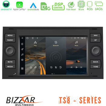 Bizzar Ford old Universal 8core Android14 4+64gb Navigation Multimedia Deckless 7" με Carplay/androidauto (Oem Style) u-ts8-Fd29