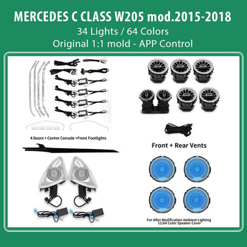 DIQ AMBIENT 8161 DCP2 BENZ C (W205) FULLKIT (Digital iQ Ambient Light for Mercedes C (W205) mod.2015-2018, 34 Lights)