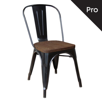 Ε5191W,11 RELIX Wood Καρέκλα-Pro, Στοιβαζόμενη, Μέταλλο Βαφή Μαύρο, Κάθισμα Dark Oak