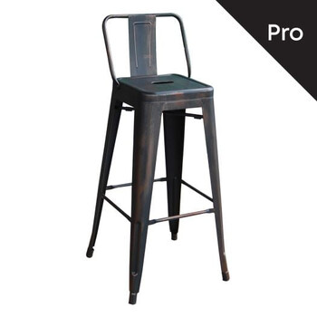 Ε5199,10 RELIX Σκαμπό Bar-Pro με Πλάτη, Μέταλλο Βαφή Antique Black